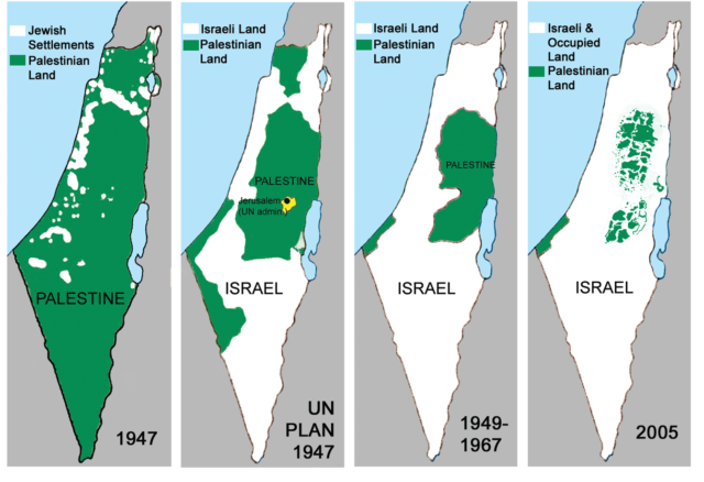 Israel Apartheid Map Loss of Land Palestine Genocide
