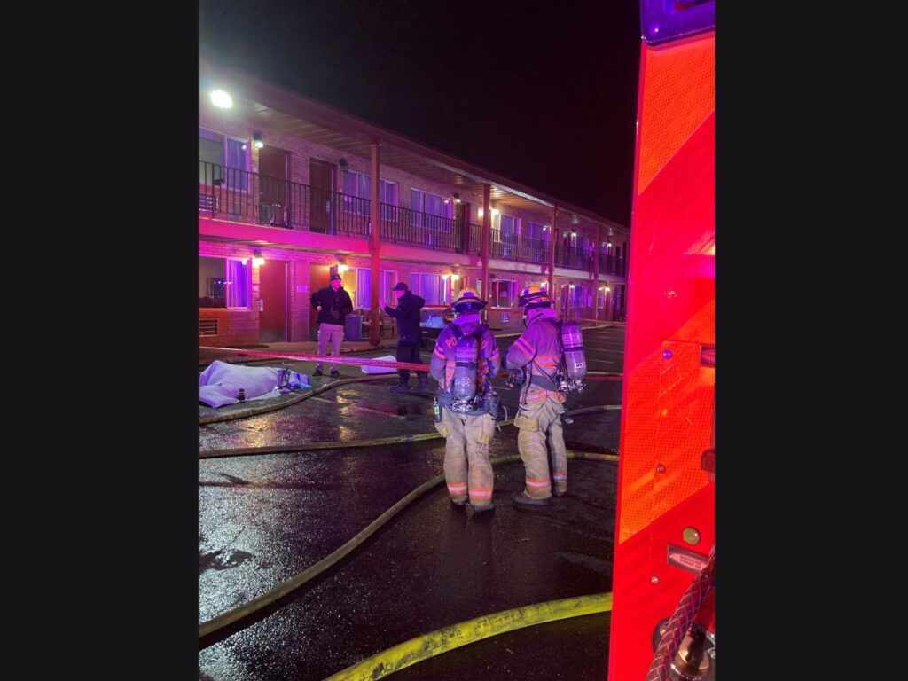 firefighters at the scene of the fire