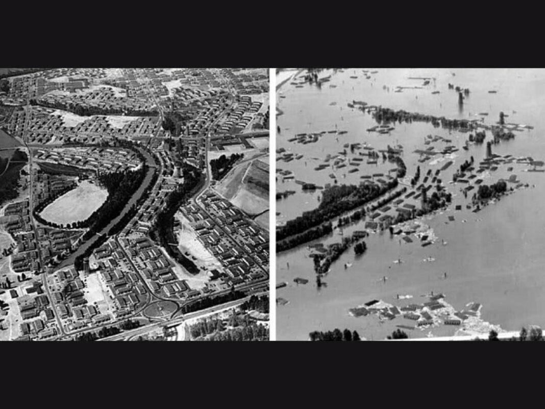 Vanport Mosaic pictures of vanport pre and post flood 1948