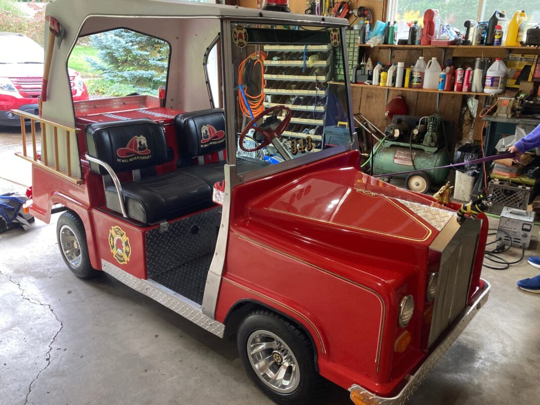 ron bender specialized golf cart looks like fire engine